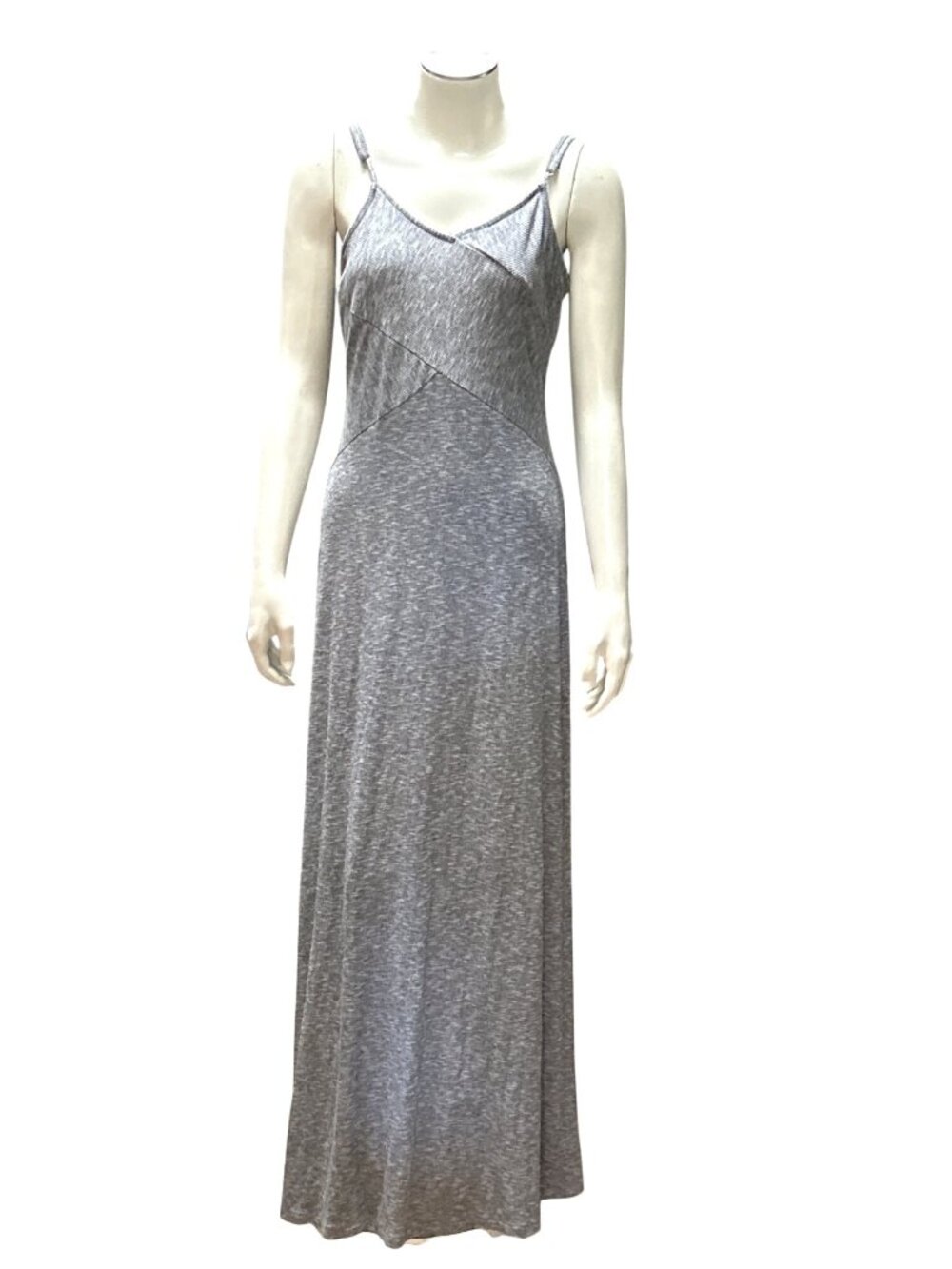 Mossimo Medium Gray Maxi Dress Adjustable Straps Stretch Knit Casual Cool Trendy